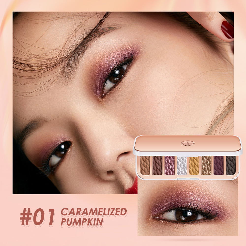 O.TWO.O 8 Colors Luxury Gold Eyeshadow Palette with Rich Color - 12g 01 (CARAMELIZED PUMPKIN) O.TWO.O
