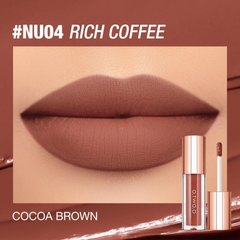 O.TWO.O New Waterproof Matte Long-wearing Lip Mud Highpigment Lip Gloss NUO4 Rich Coffee O.TWO.O
