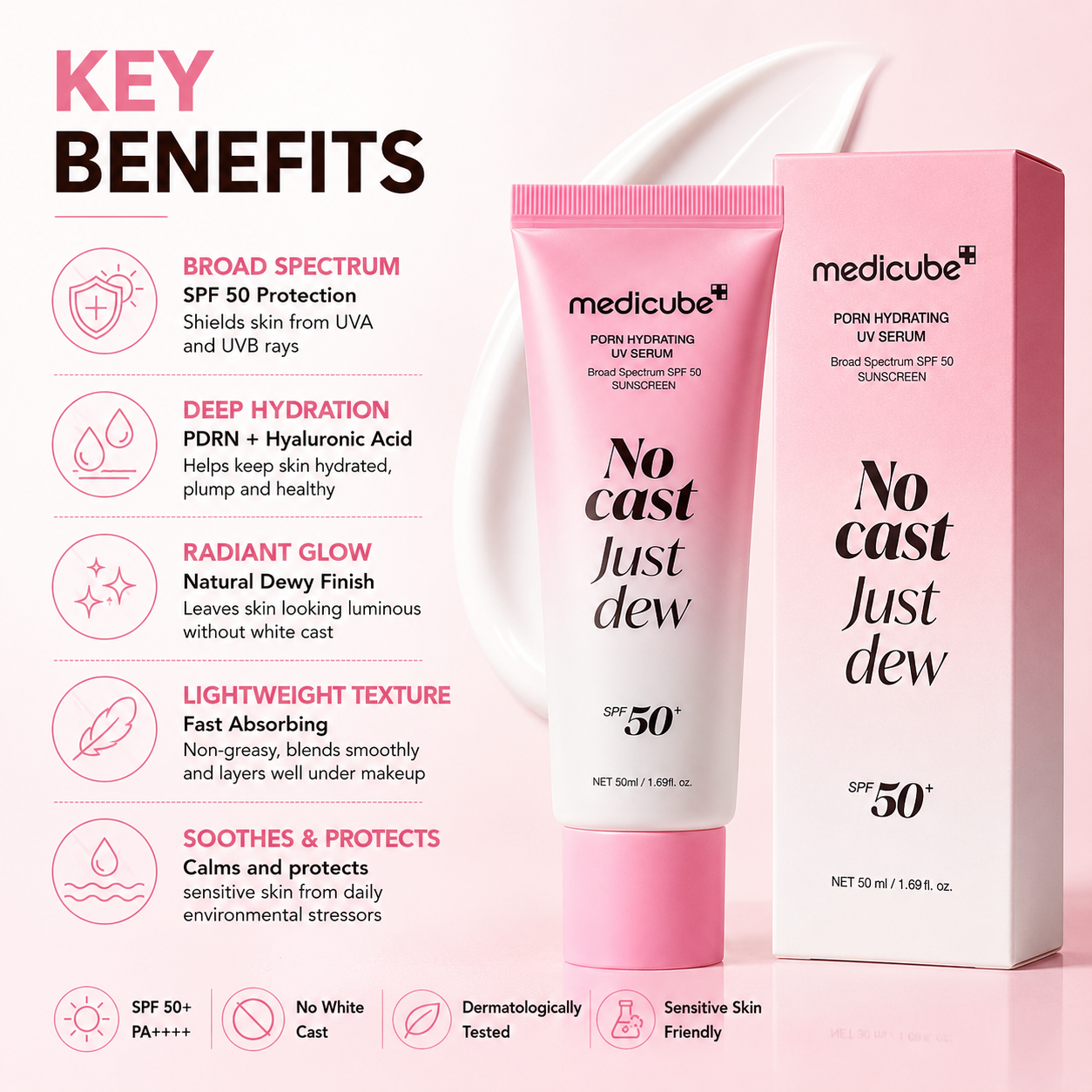 Medicube PDRN Hydrating UV Serum SPF50+ No Cast Just Dew 50ml Medicube