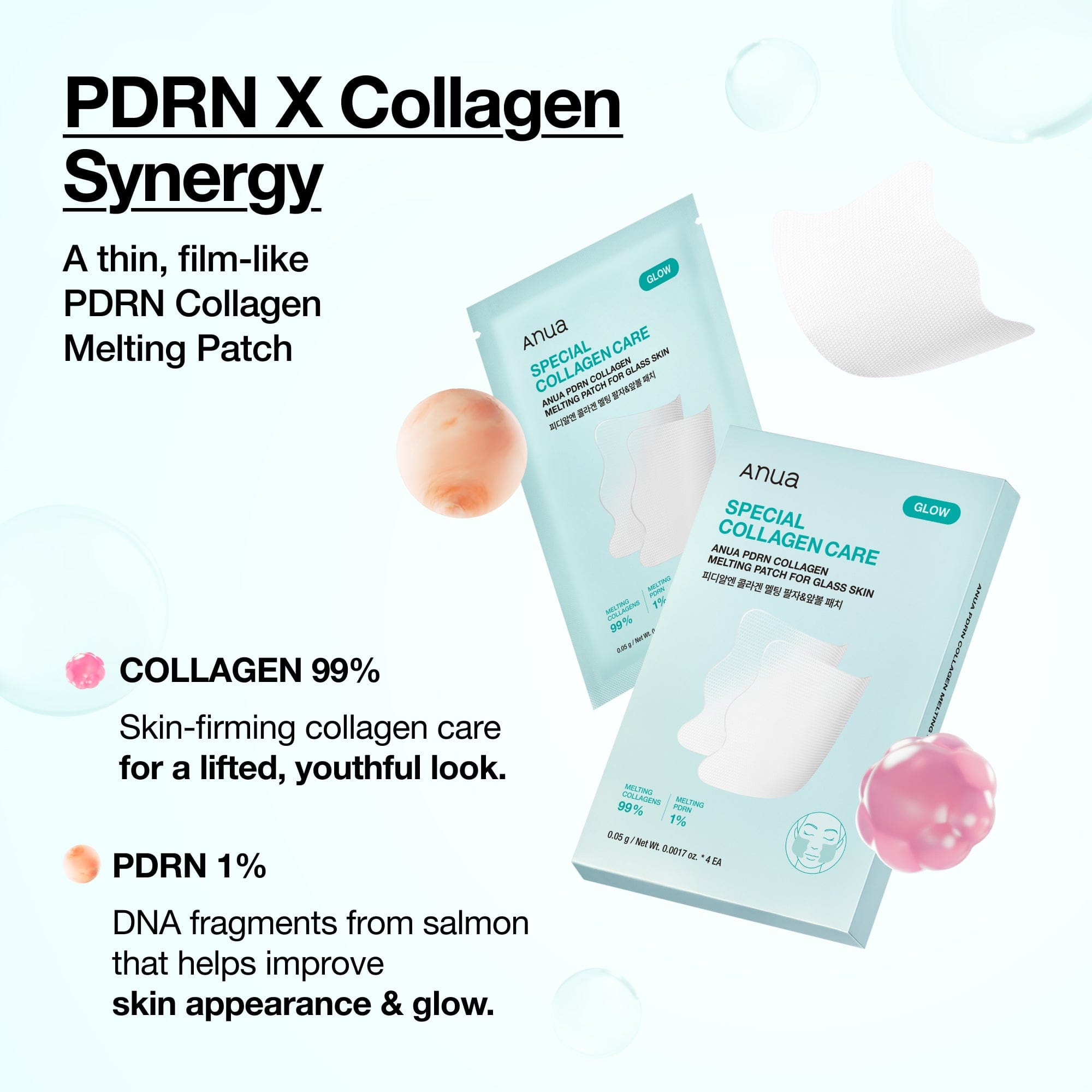 ANUA PDRN Special Collagen Care – Melting Patch for Glass Skin (4 Sheets) Anua