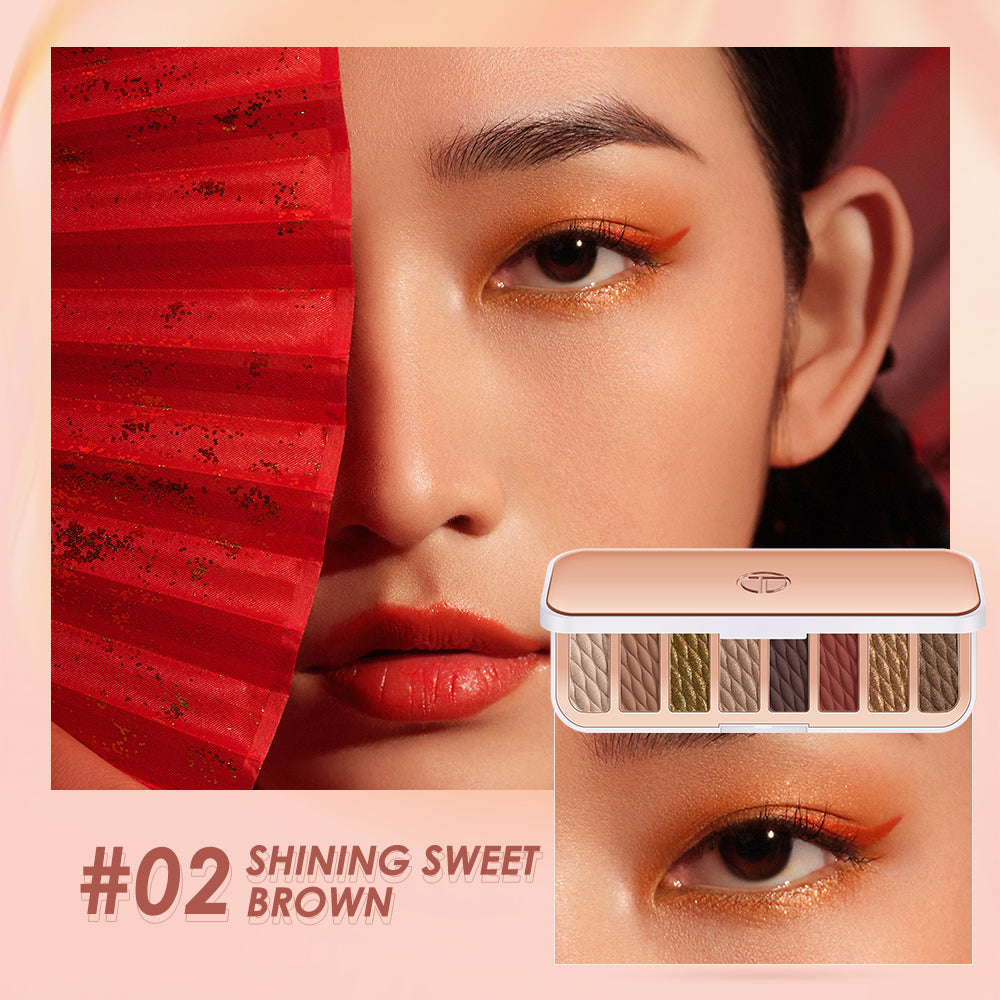 O.TWO.O 8 Colors Luxury Gold Eyeshadow Palette with Rich Color - 12g 02 (SHINING SWEET BROWN) O.TWO.O