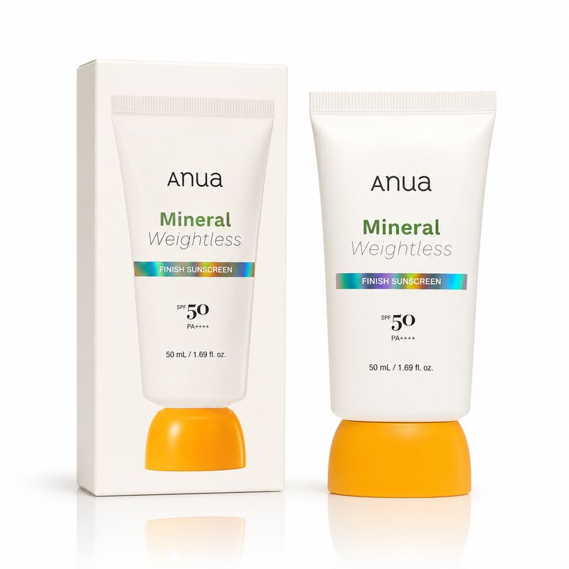 ANUA Mineral Weightless Finish Sunscreen SPF50 PA++++ 50ml - Mineral Sunscreen for strong UV protection weightless finish sensitive-skin comfort daily defense Daily Korean Skincare Suitable for Sensitive Skin And Users Preferring Mineral Sun Care Anua