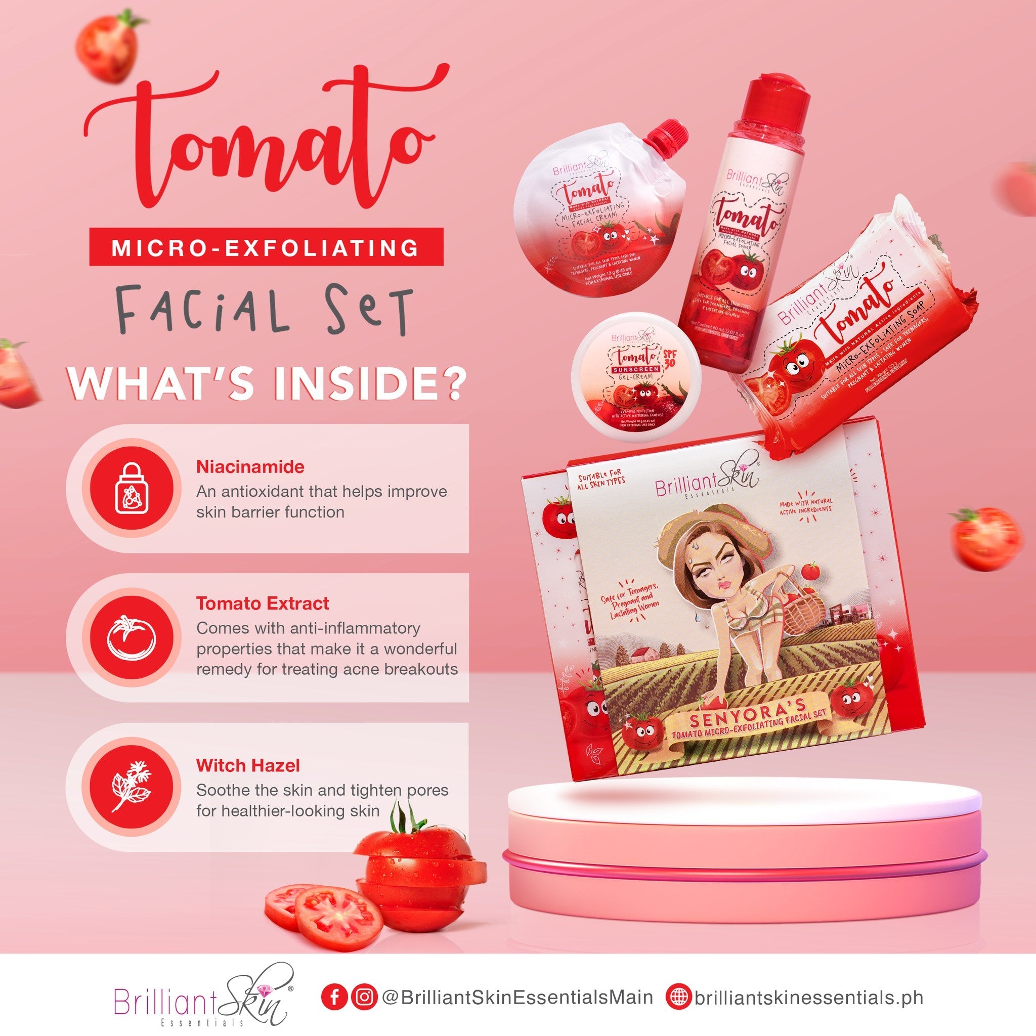 Brilliant Skin Tomato Micro Exfoliating Facial Set - 4 in 1 Brilliant Skin
