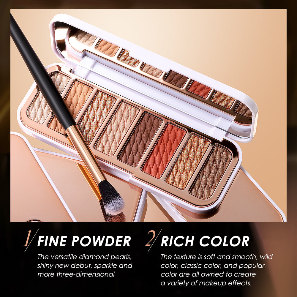O.TWO.O 8 Colors Luxury Gold Eyeshadow Palette with Rich Color - 12g O.TWO.O