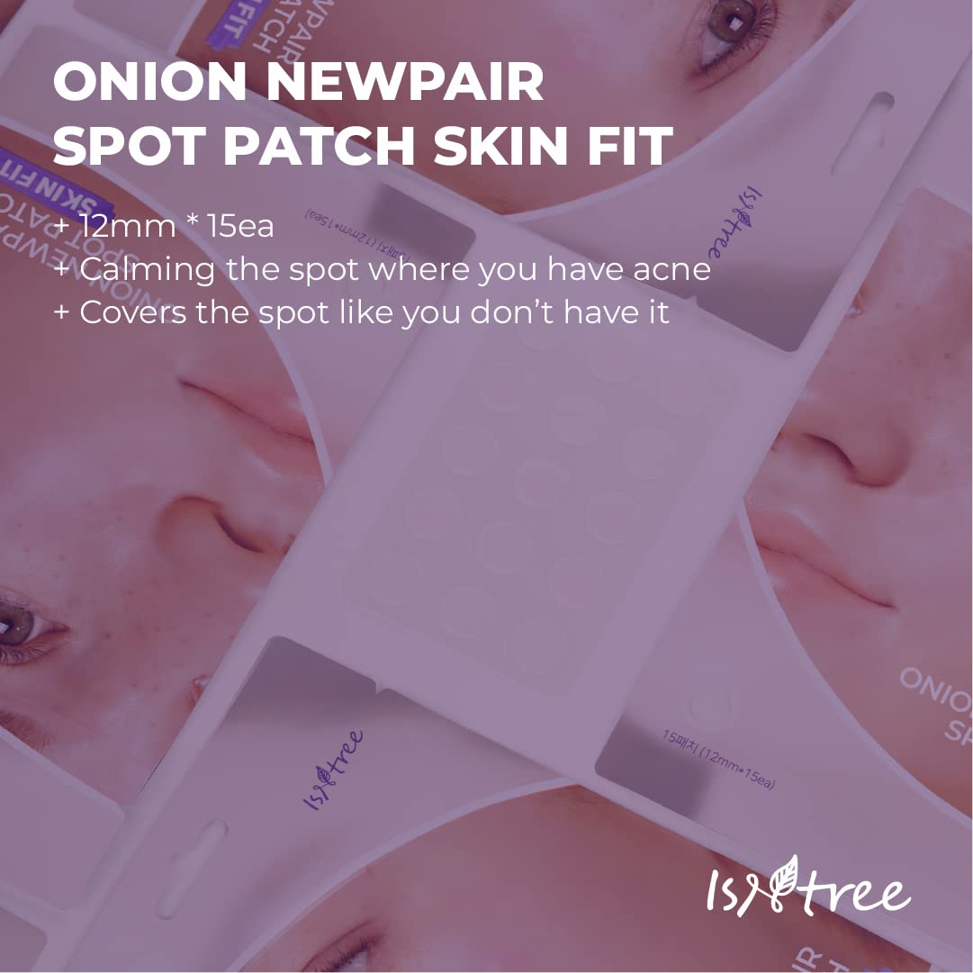 ISNTREE Onion Newpair Pimple Patch Skin Fit (15 Patches) Invisible matte patch | Blemish Care | Spot Care | Ultra-thin tapered edge ISNTREE