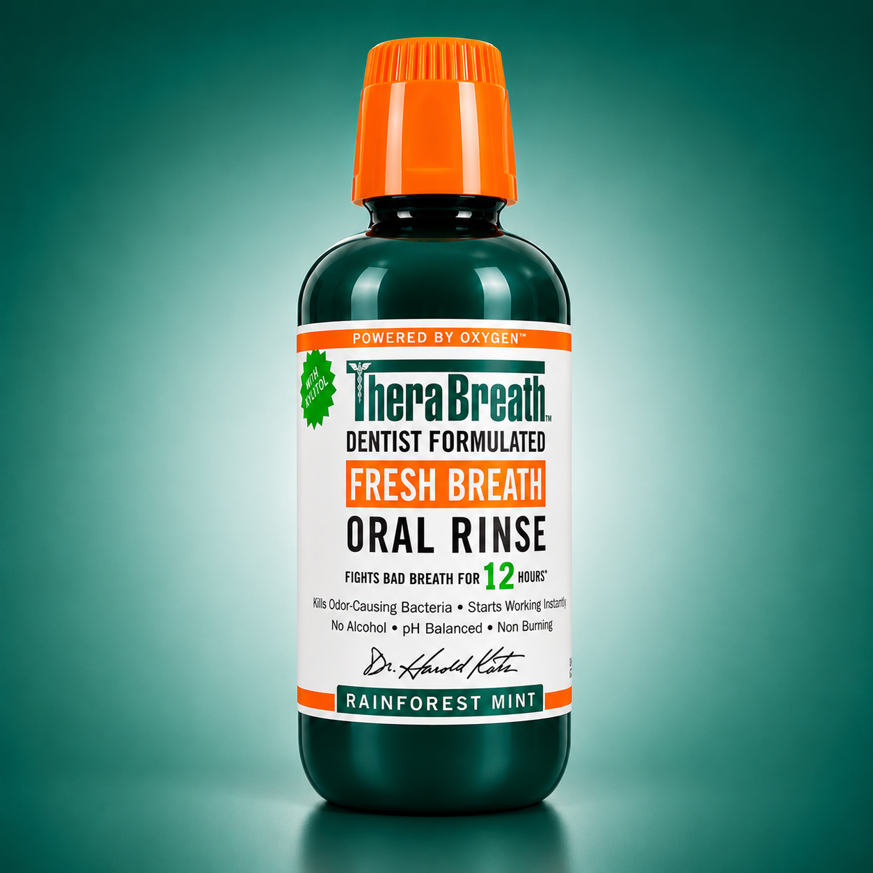 TheraBreath Fresh Breath Oral Rinse Rainforest Mint 473 ml - Alcohol-Free Mouthwash for Long-Lasting Fresh Breath Thera Breath
