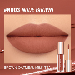 O.TWO.O New Waterproof Matte Long-wearing Lip Mud Highpigment Lip Gloss NUO3 Nude Brown O.TWO.O