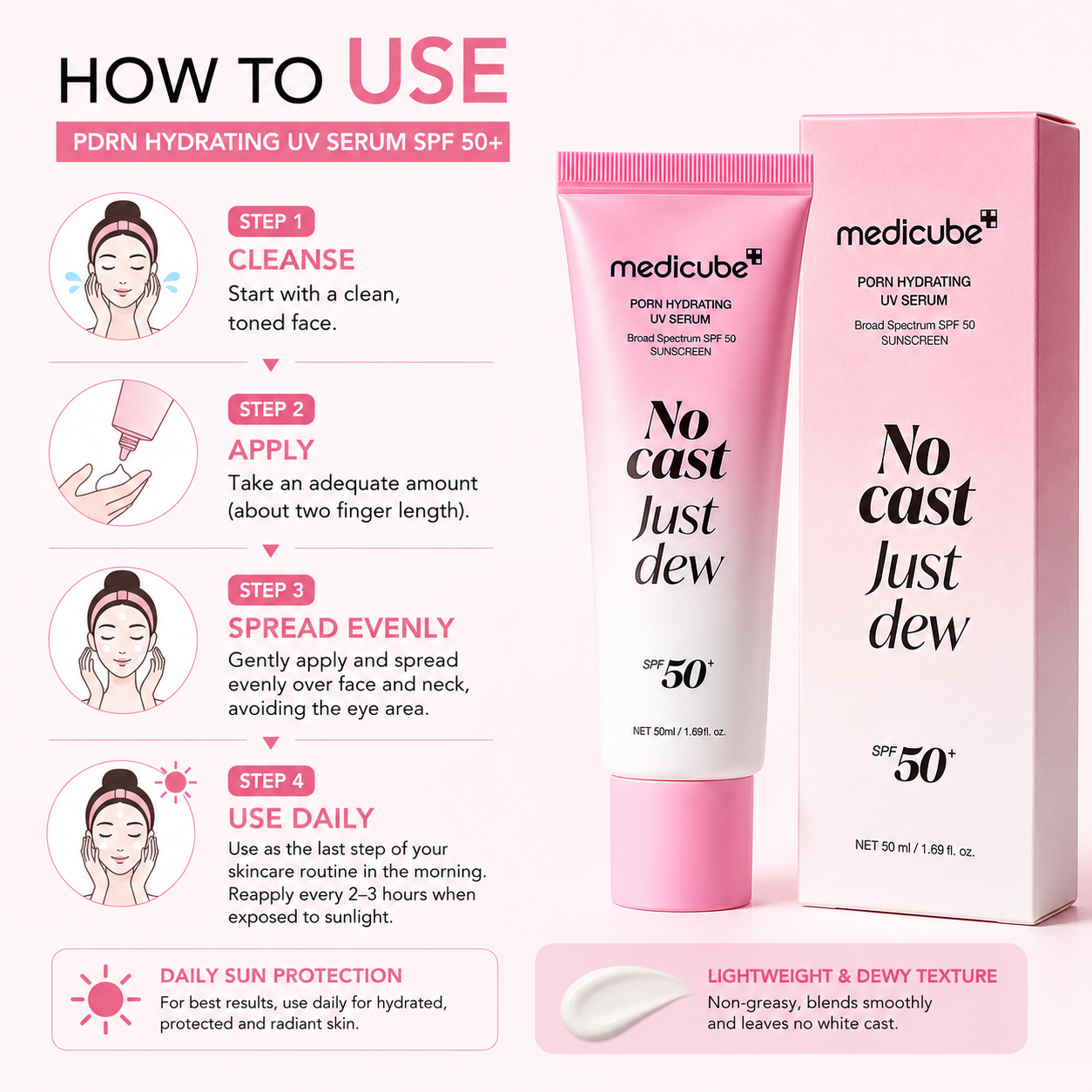 Medicube PDRN Hydrating UV Serum SPF50+ No Cast Just Dew 50ml Medicube