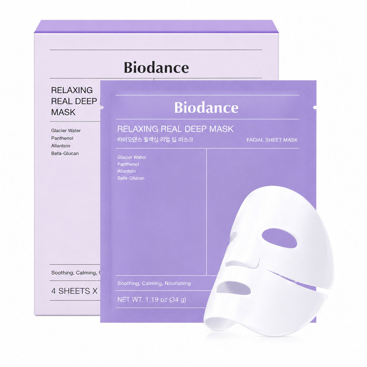 Biodance Rejuvenating Caviar PDRN Real Deep Mask Box (4x34g) - Korean Skincare, Hydrating, Brightening, Anti-Aging, Sensitive Skin, Daily Care Biodance