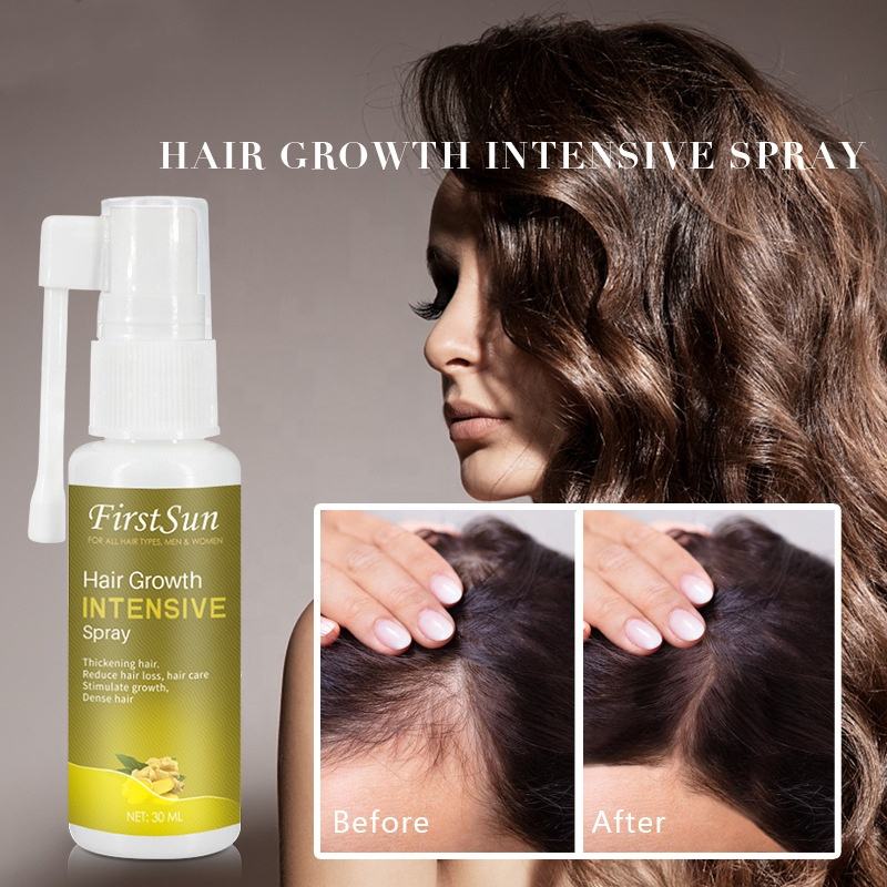 Firstsun Hair Growth Intensive Spray, Ginseng Ginger Extract Stimulate Hair Growth, Dense Thickening Hair, Anti Hair Loss Essence 30Ml First Sun