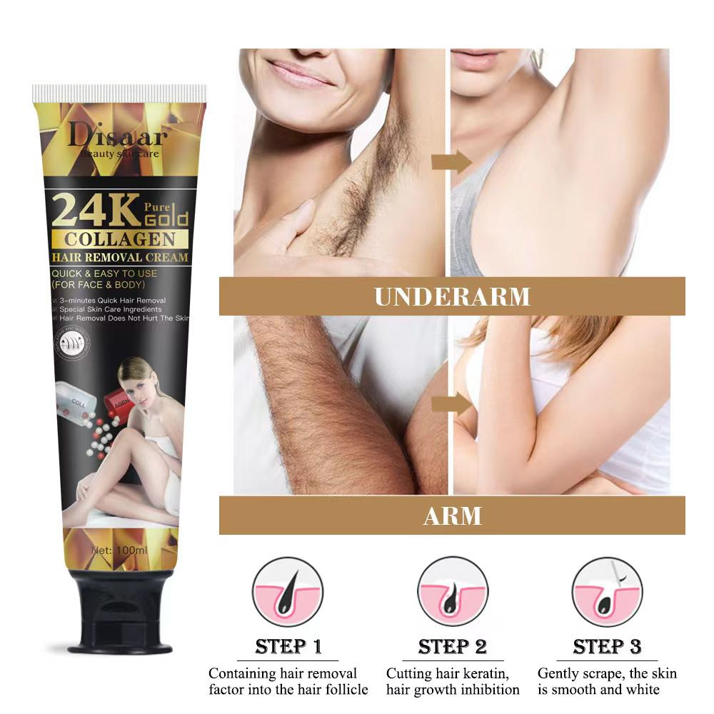 Disaar 24k Pure Gold Collegen Hair Removal Cream - 100ml Disaar