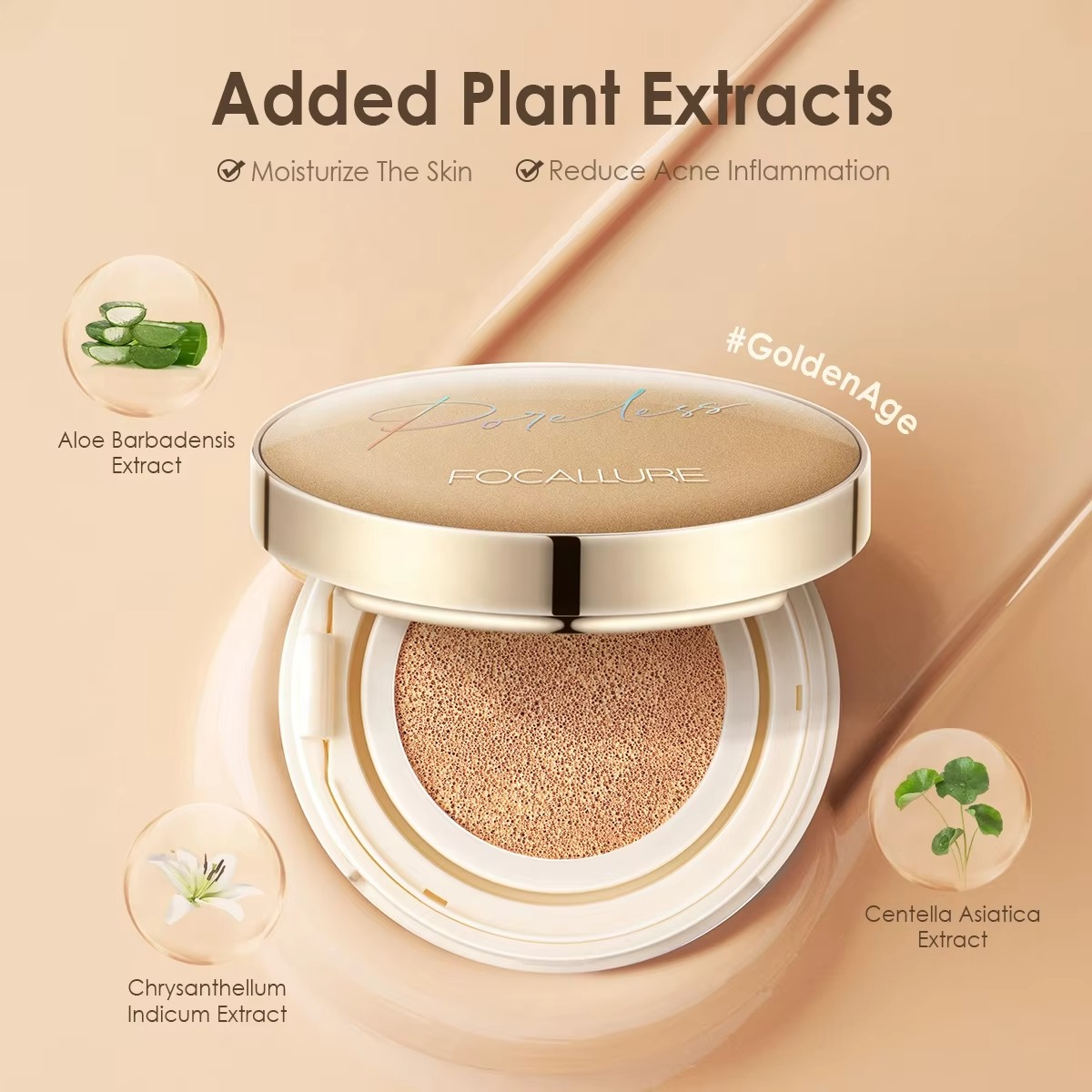 Focallure Poreless Matte Air Cushion Foundation Full Coverage Oil Control Lightweight Long Lasting Base Makeup Focallure