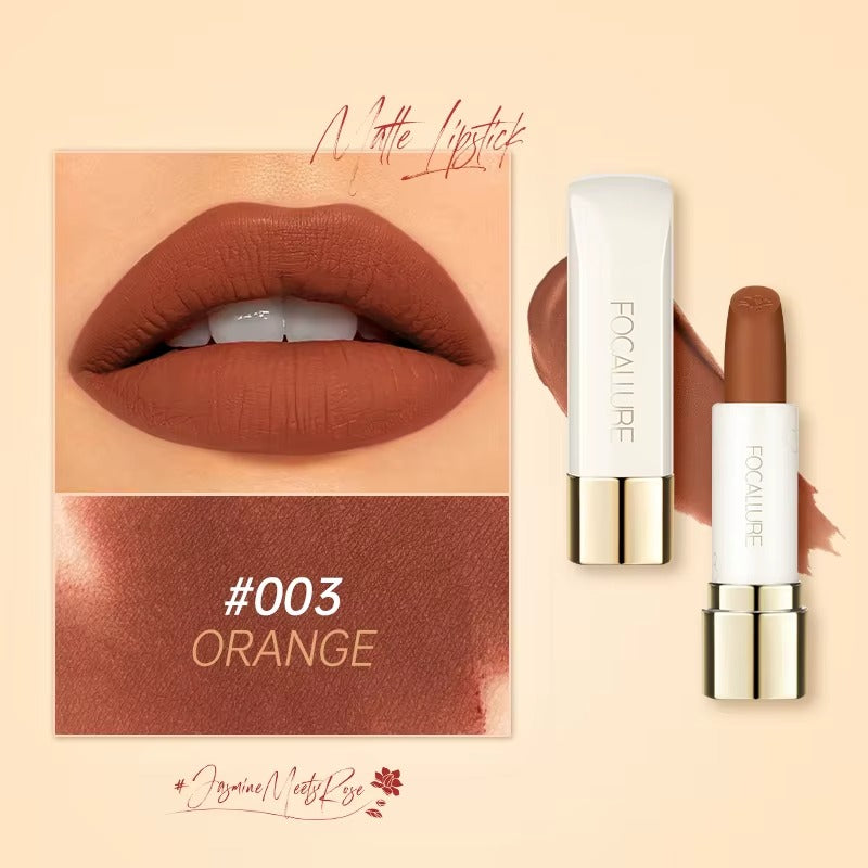 Focallure Pure Matte Lipstick Long Lasting Velvet Finish High Pigment Non Drying Comfortable Lip Color #003 Orange Focallure