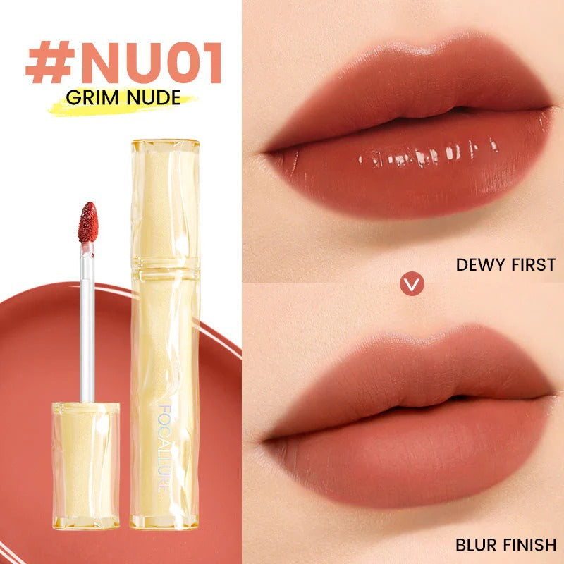 Focallure Color Lasting Lip Tint L14 Waterproof Long Wear Stain Lightweight Natural Glossy Lip Color Hydrating Tint #NU01 Grim Nude Glo Arabia