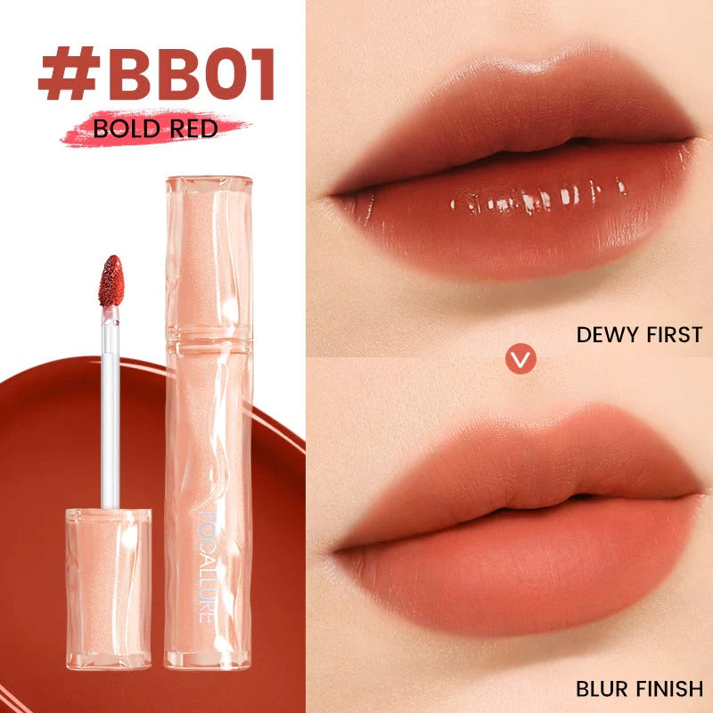 Focallure Color Lasting Lip Tint L14 Waterproof Long Wear Stain Lightweight Natural Glossy Lip Color Hydrating Tint #BB01 Bold Red Glo Arabia