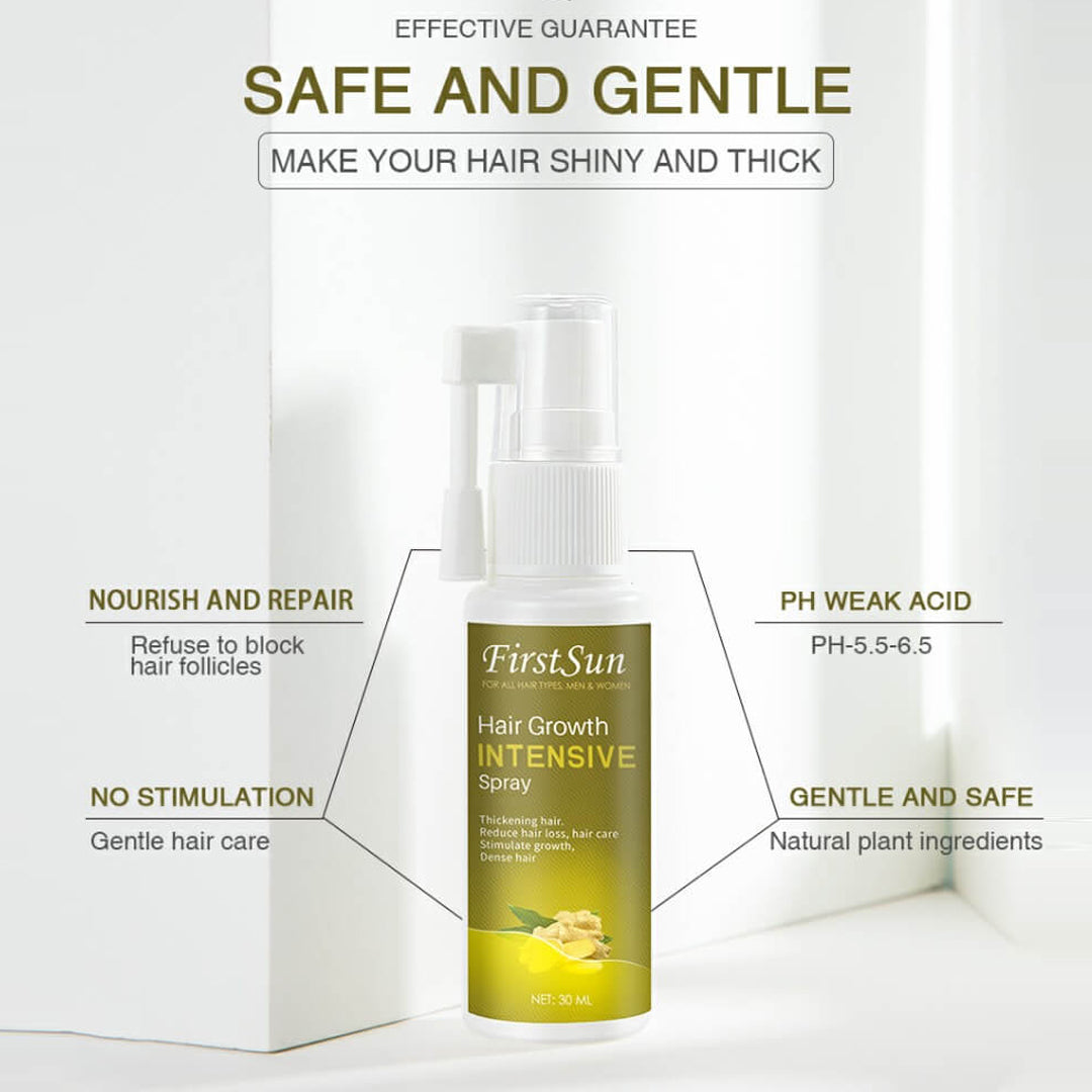Firstsun Hair Growth Intensive Spray, Ginseng Ginger Extract Stimulate Hair Growth, Dense Thickening Hair, Anti Hair Loss Essence 30Ml First Sun