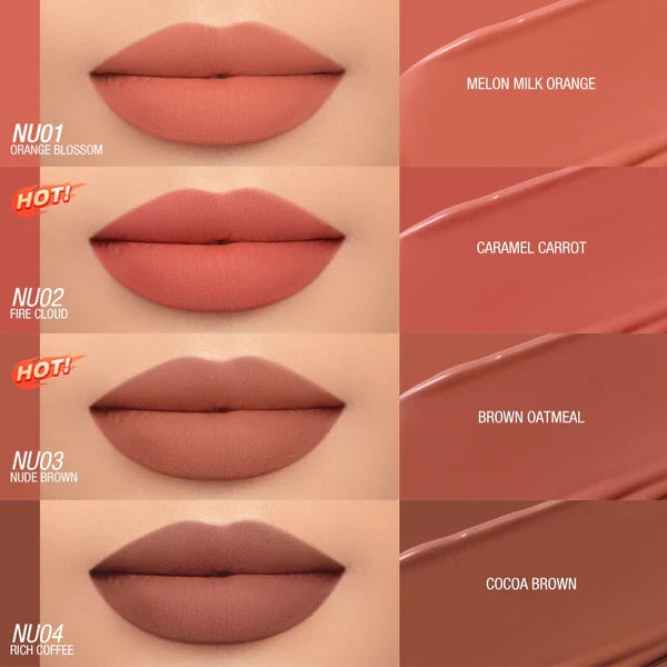 O.TWO.O New Waterproof Matte Long-wearing Lip Mud Highpigment Lip Gloss O.TWO.O